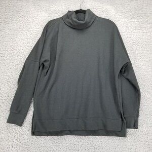 Madewell Shirt Womens Large Black Terry Fleece Turtleneck Sweatshirt *Read*